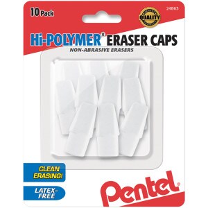 Pentel Hi-Polymer Eraser Caps - white